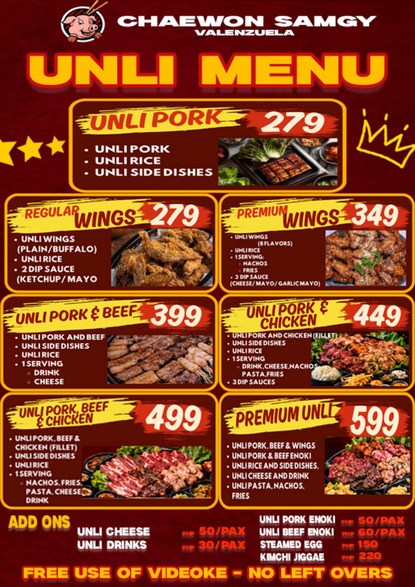 Chaewon Samgy Unli menu